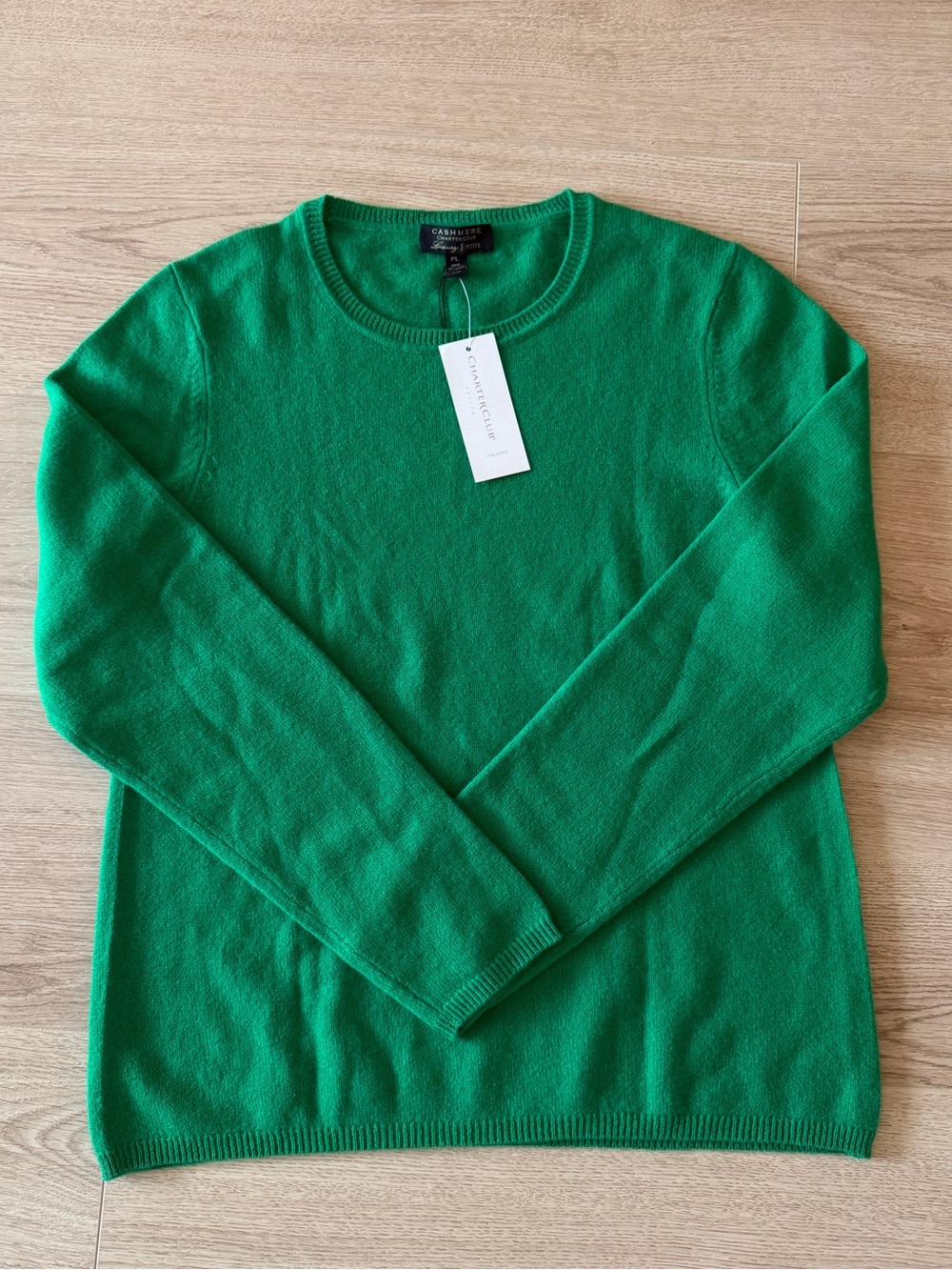 NWT Charter Club Green Cashmere Crewneck Sweater